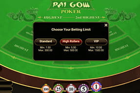 Spil Pai Gow Poker via din webapp på Mega Casino