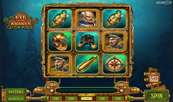 Slottet viser de symboler, der er i spillet. Fx dykkerudstyr, missil, en sømand og et kompas.