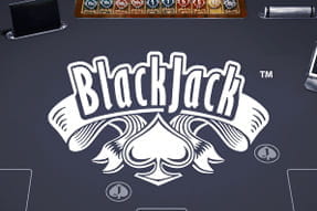 Teksten blackjack på et blackjackbord