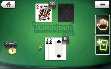 Blackjack eksempel fra en mobil browser