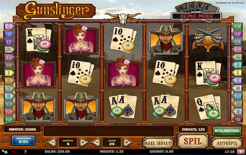 Gunslinger gør dig til en af vestens helte, alt imens du på spillemaskinen har chancen for at vinde et online casinos jackpot
