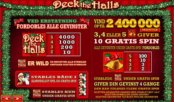 Spil om rigtige penge på et godt online casino med Deck The Halls slottet