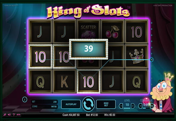 King of Slots er en unik online casino automat, hvilket opsætningen tydeligt bærer præg af