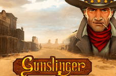 En gammel prærievej med ansigtet af en cowboy fremhævet sammen med Gunslinger-logoet.