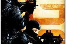 To personer fra spillet Counter Strike i sort tøj og med geværer.